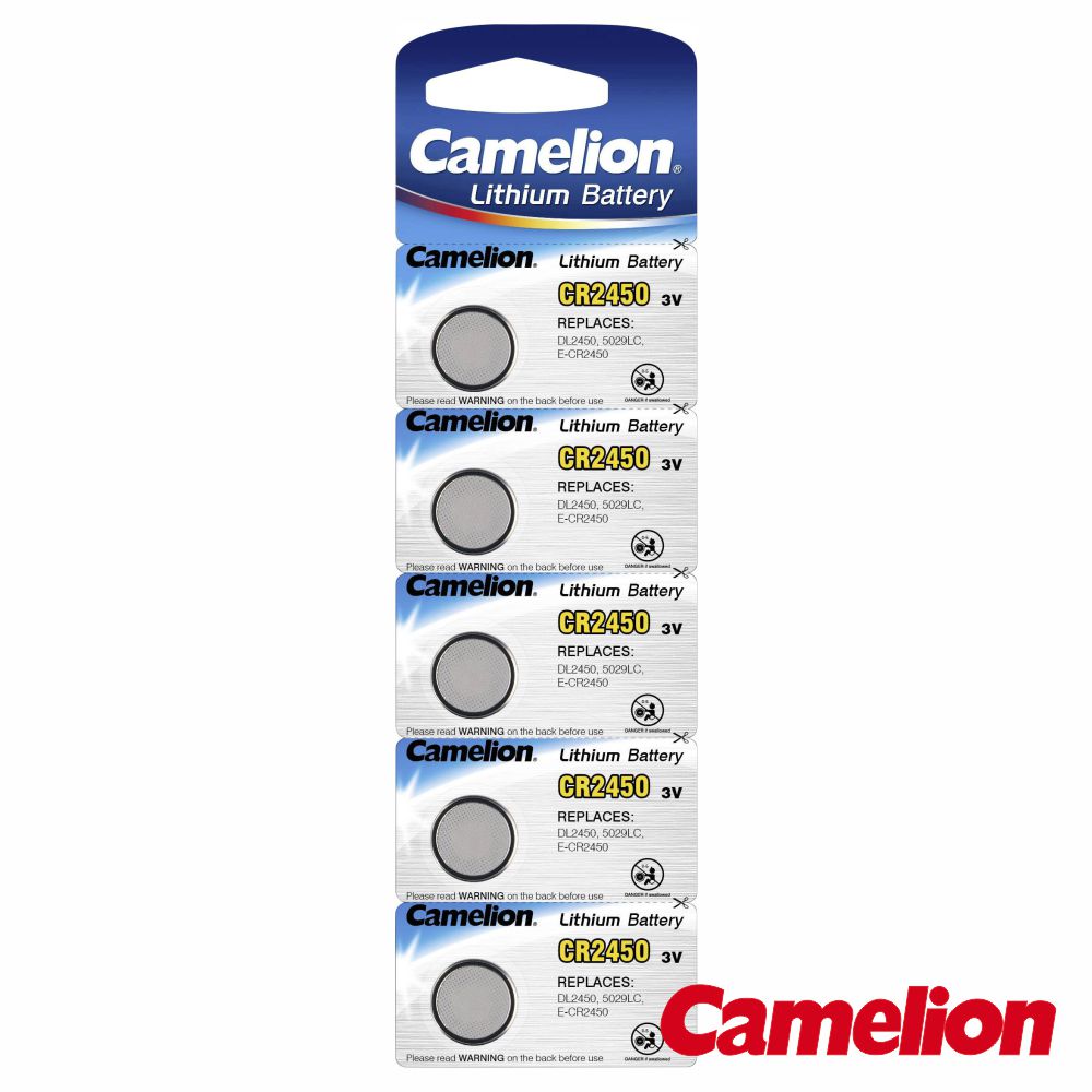 Pilha Lítio Botão Cr2450 3V 550Ma 5X Blister Camelion - Tauu,pt