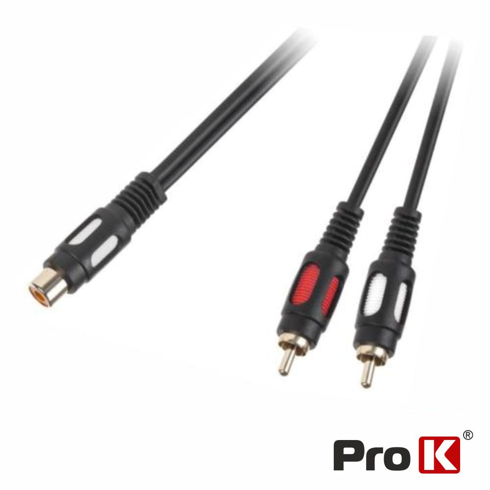 Cabo Rca Fêmea / 2-Rca Macho Dourado 25Cm Prok - Tauu.pt