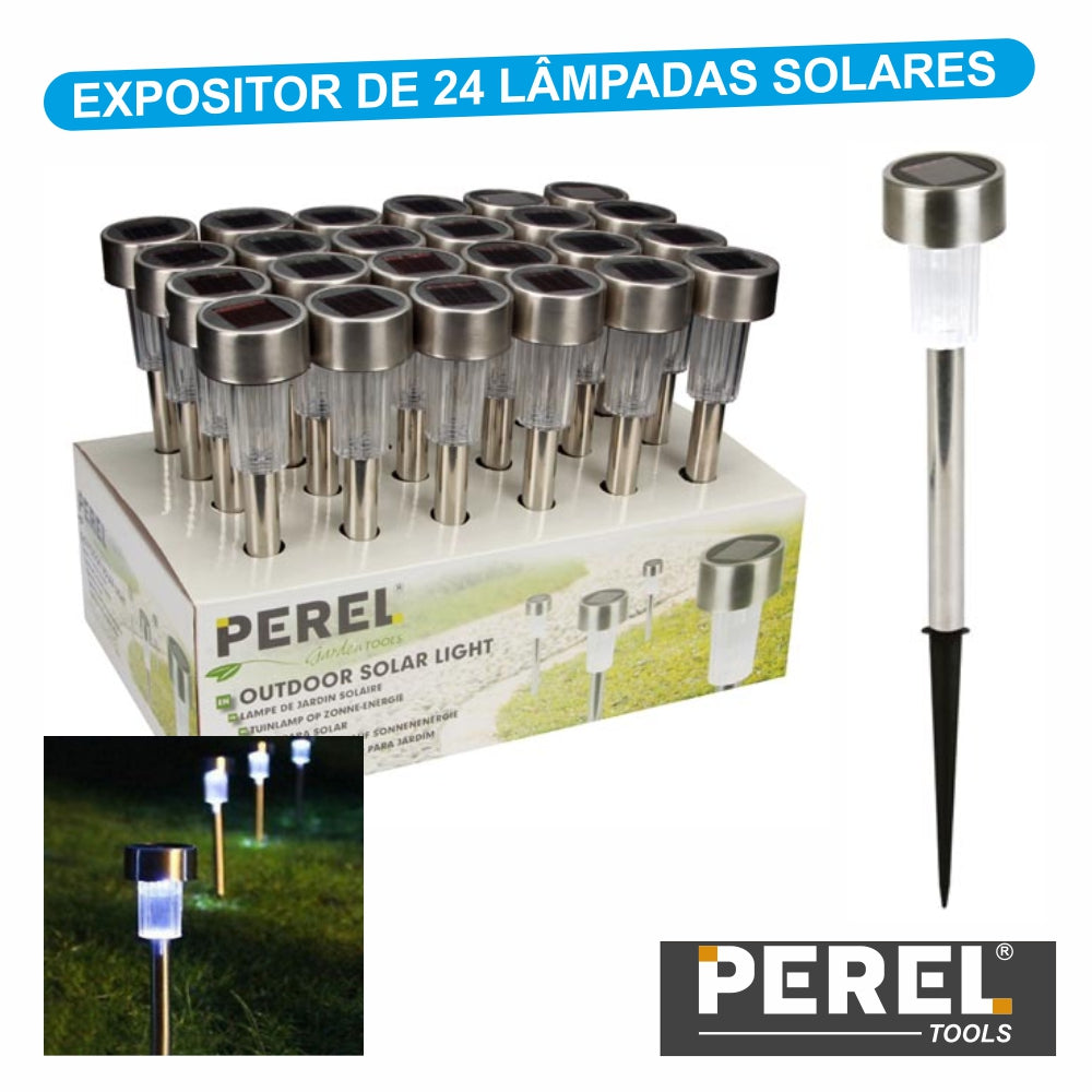 Expositor 24 Candeeiros Exterior Solar 1 Led Jardim - Tauu.pt