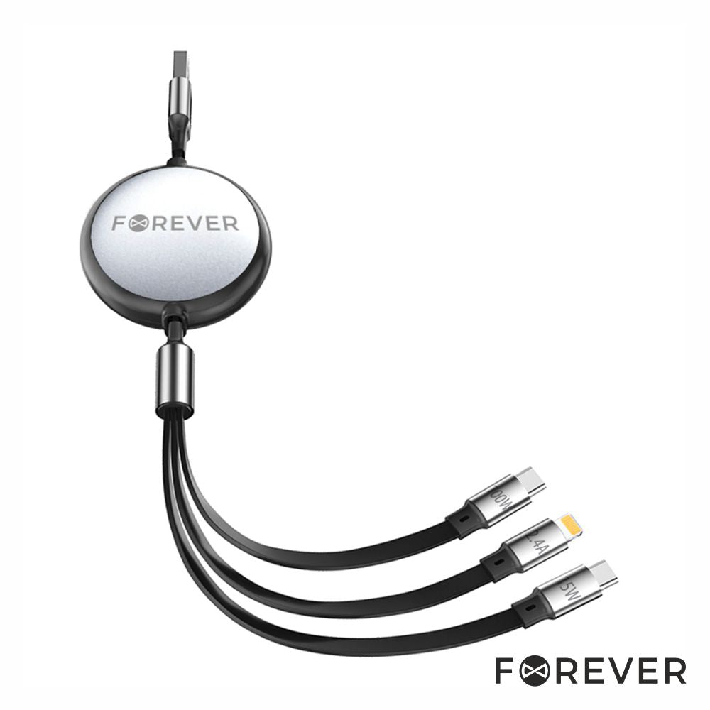 Cabo Usb-A Macho P/ Lightning/ 2X Usb-C 100W 1.2M - Tauu.pt