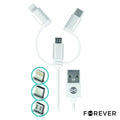 Cabo Usb-A 2.0 Macho / Micro Usb-B Usb-C E Apple 8P 1M Preto - Tauu.pt
