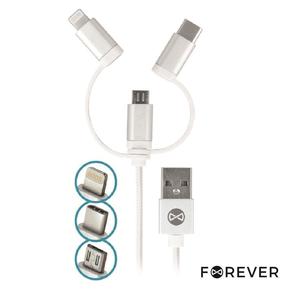 Cabo Usb-A 2,0 Macho / Micro Usb-B Usb-C E Apple 8P 1M Preto - Tauu,pt