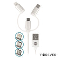 Cabo Usb-A 2.0 Macho / Micro Usb-B Usb-C E Apple 8P 1M Preto - Tauu.pt