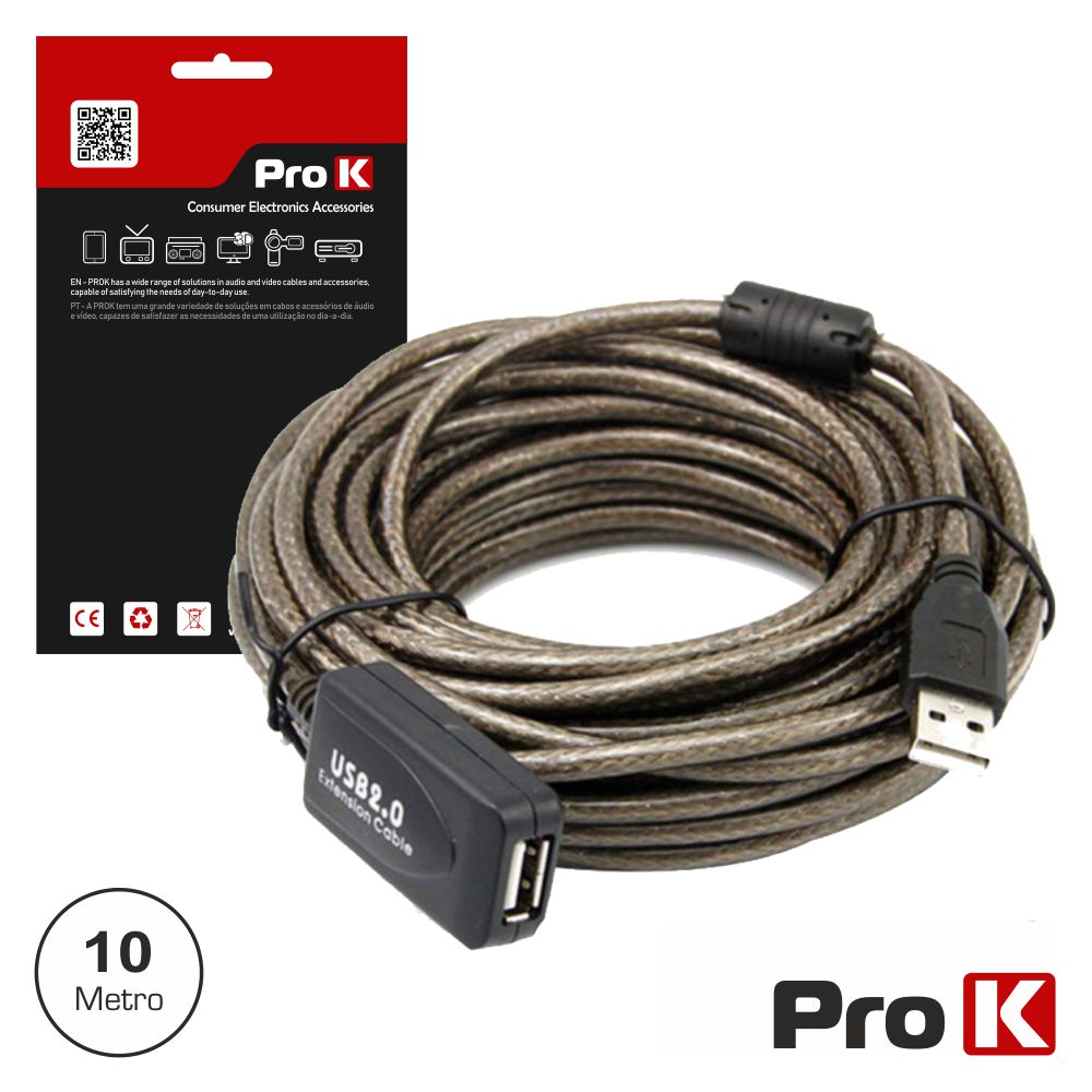 Cabo Usb-A 2.0 Macho / Usb-A Fêmea Amplificado 10M Prok - Tauu.pt