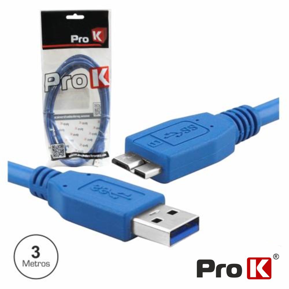 Cabo Usb-A 3.0 Macho / Micro Usb-B Macho 3M Prok - Tauu.pt