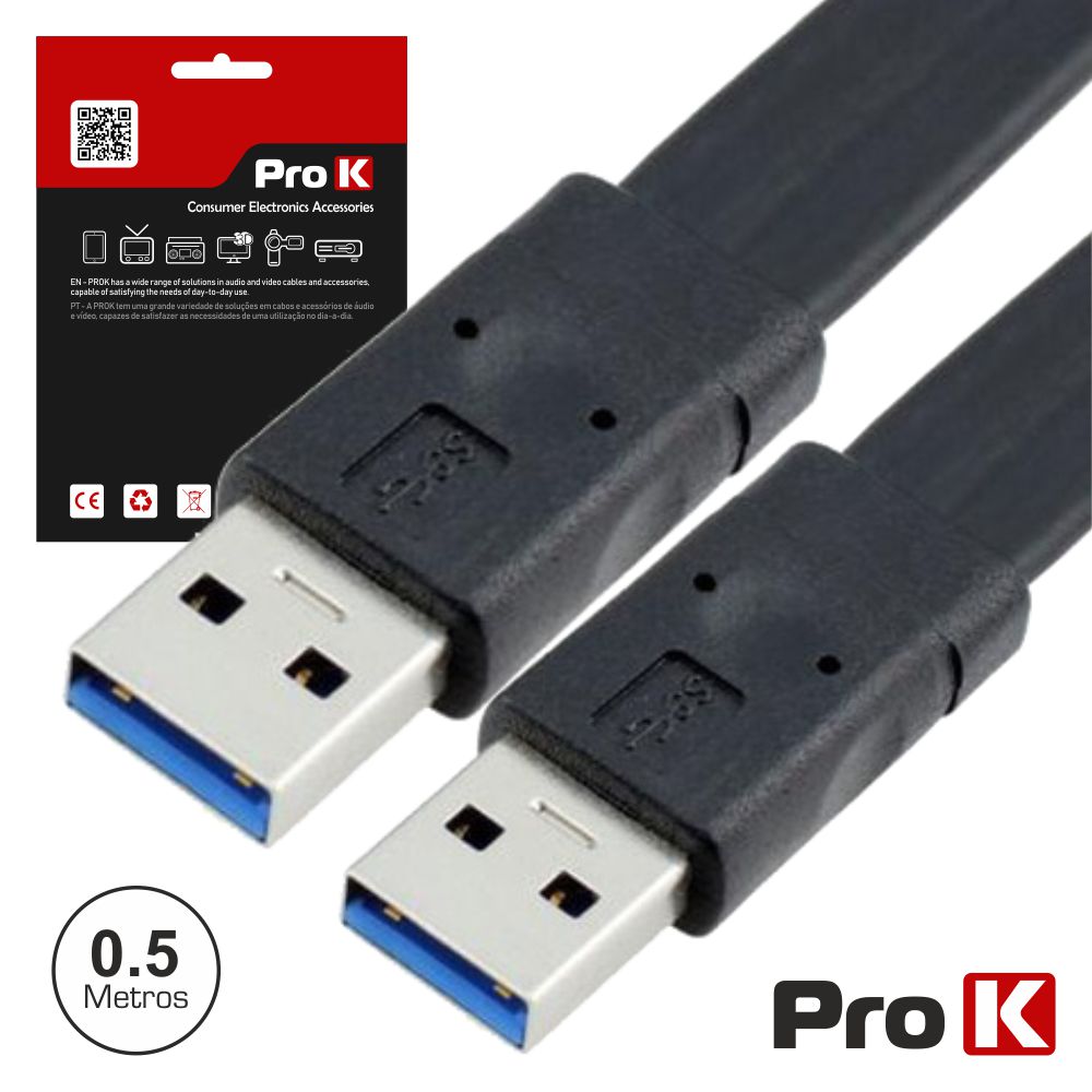 Cabo Usb-A 3.0 Macho / Macho 0.5M Prok - Tauu.pt