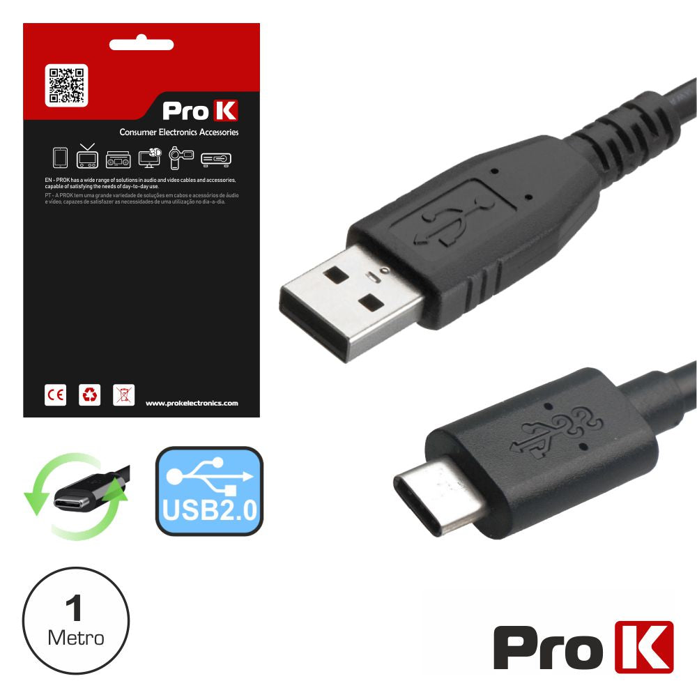 Cabo Usb-C 2.0 Macho / Usb-A Macho 1M Prok - Tauu.pt