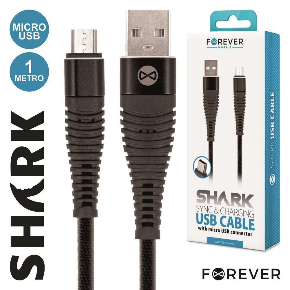 Cabo Usb-A 2.0 Macho / Micro Usb-B Macho Shark 1M Forever - Tauu.pt