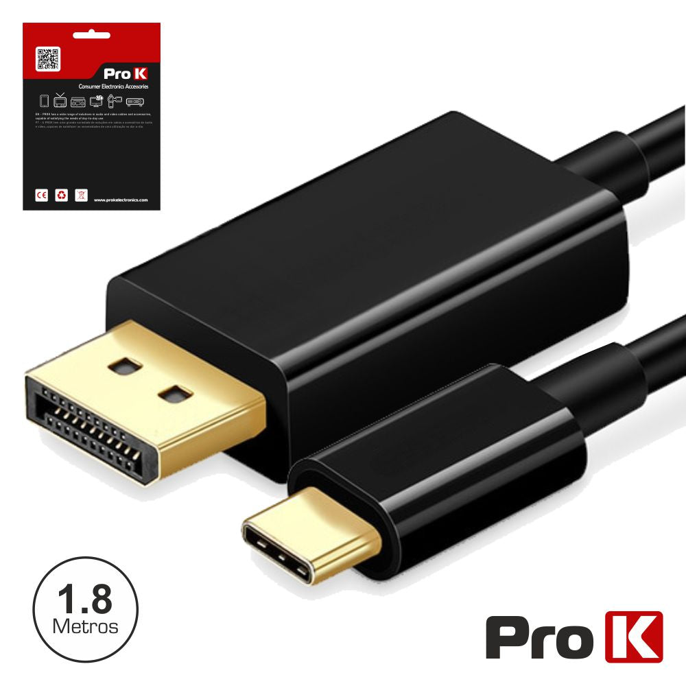 Cabo Usb-C 3,1 Macho / Displayport Macho 1,8M 4K/60Hz Prok - Tauu,pt