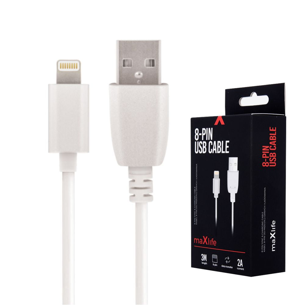 Cabo Usb-A 2,0 2A Macho / Iphone 8P Branco 3M - Tauu,pt