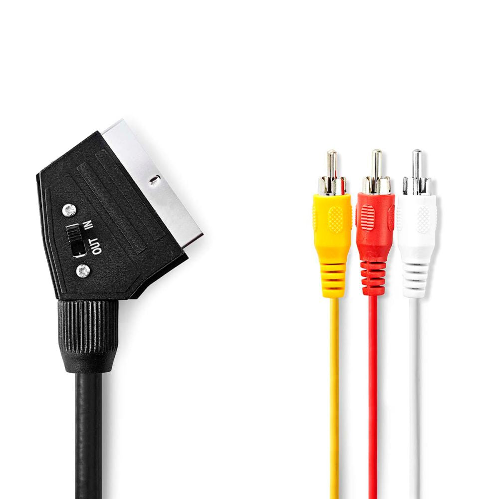 Cabo Scart Macho / 3Rca 1Vídeo-2Audio Comutador 1M - Tauu,pt