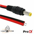 Ficha Alimentação Dc Fêmea 5,5X2,1Mm 12Mm C/ Cabo Prok - Tauu,pt