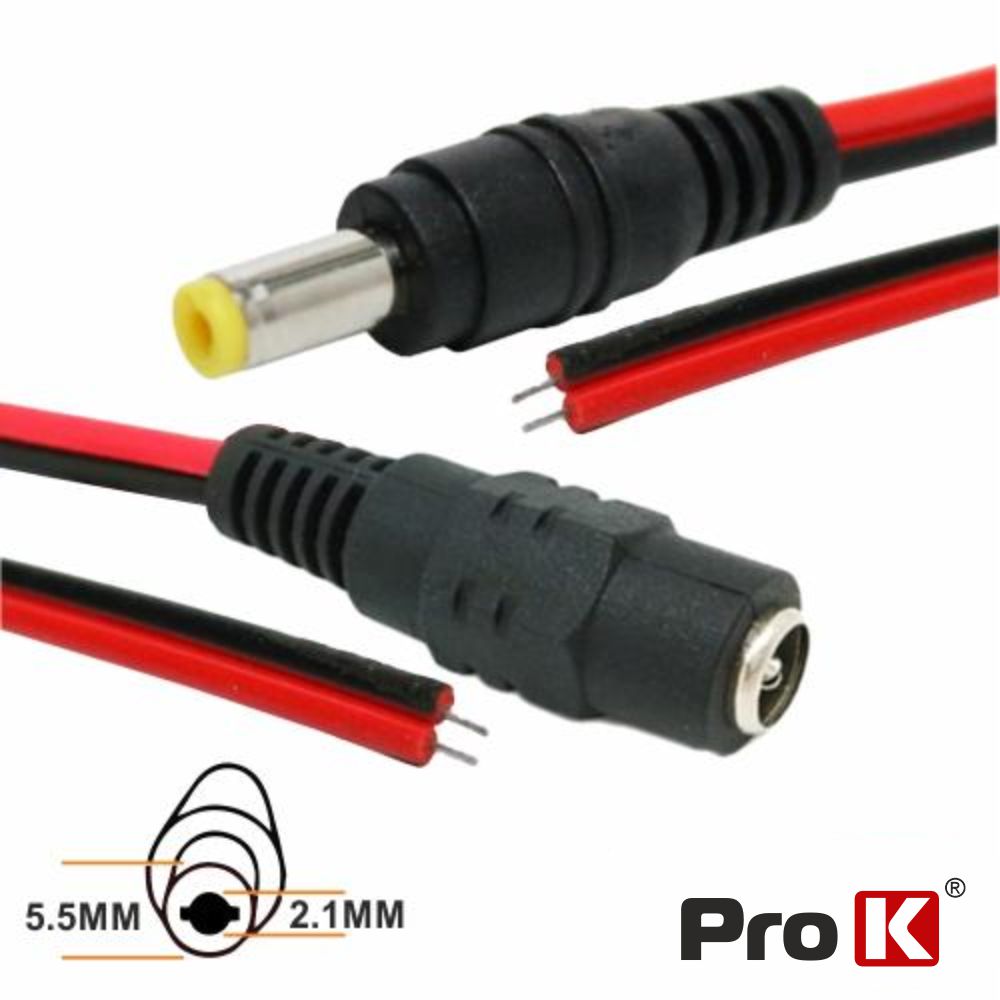 Cabo Alimentação Dc 1 Macho / 1 Fêmea 20Cm Prok - Tauu.pt