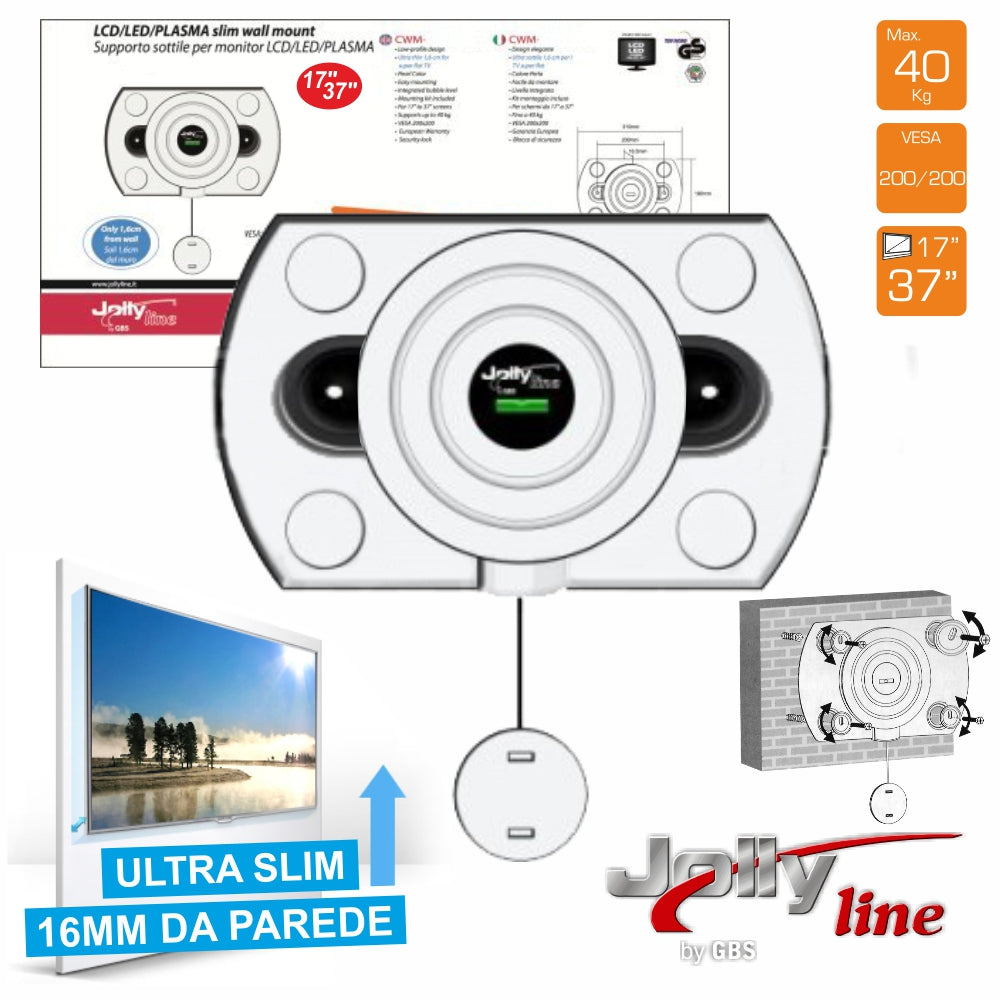 Suporte Lcd/Plasma 17/37" Ultra-Slim 200X200 40Kg Jolly - Tauu,pt