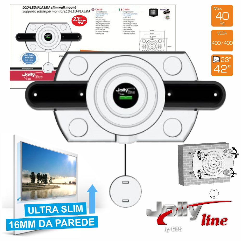 Suporte Lcd/Plasma 23/42" Ultra-Slim 400X400 40Kg Jolly - Tauu.pt