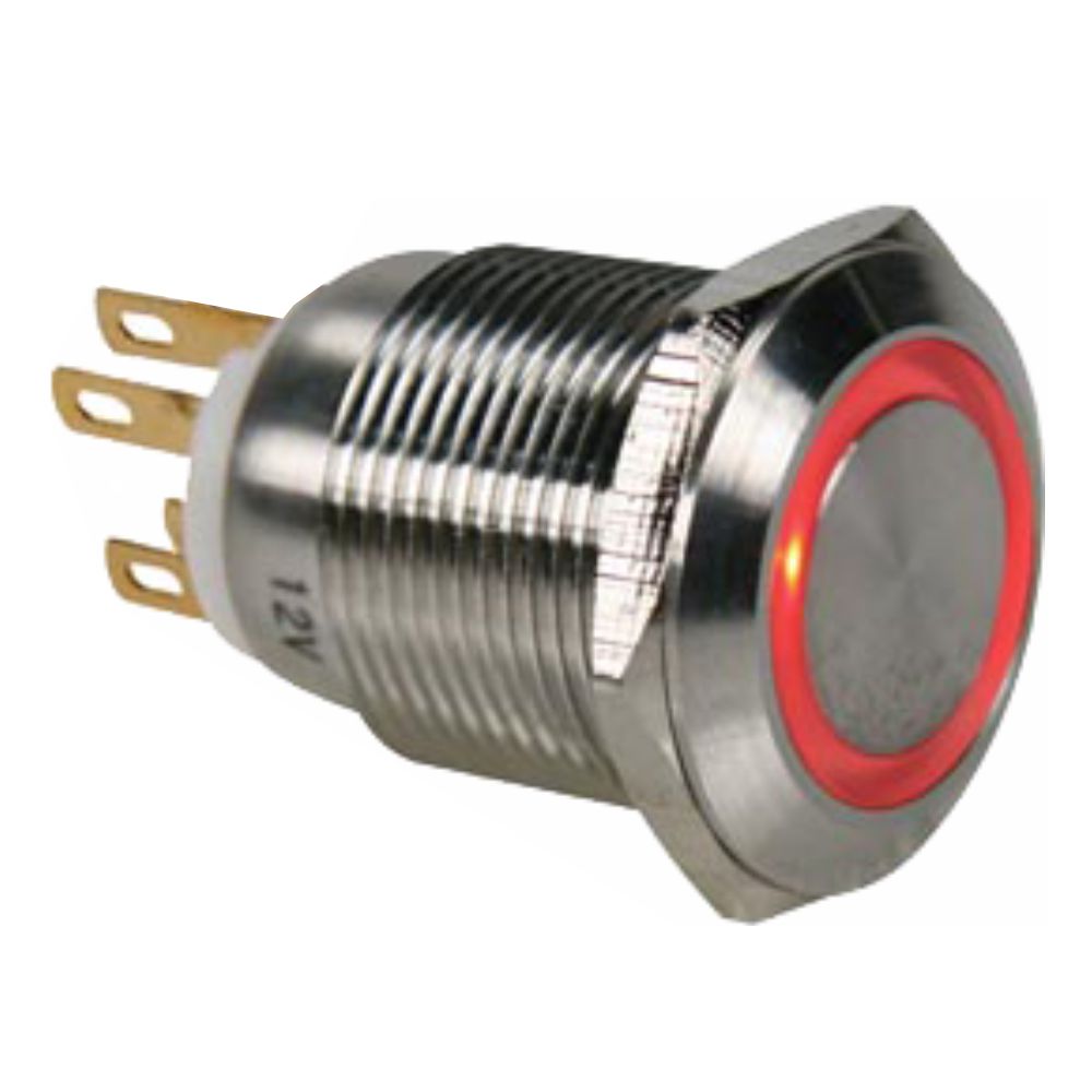 Interruptor Redondo Metal (On)-Off 12V 12Mm 4P Vermelho - Tauu,pt