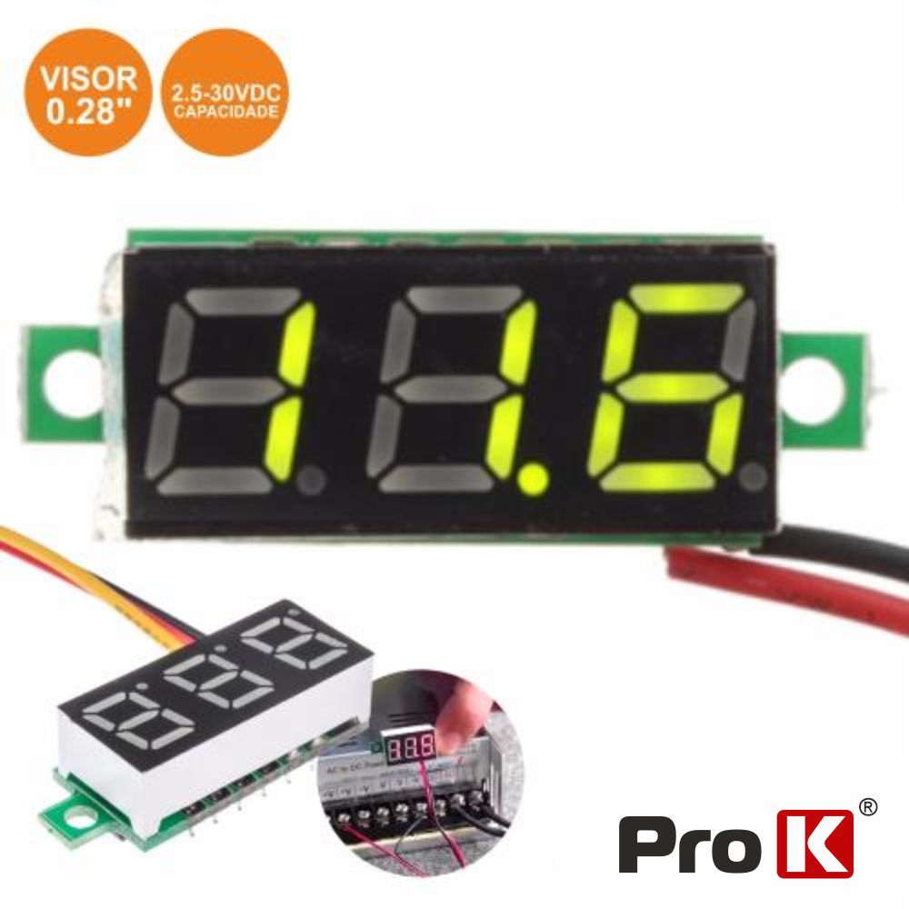 Voltimetro Digital Led Verde 2.5V-30Vdc Prok - Tauu.pt