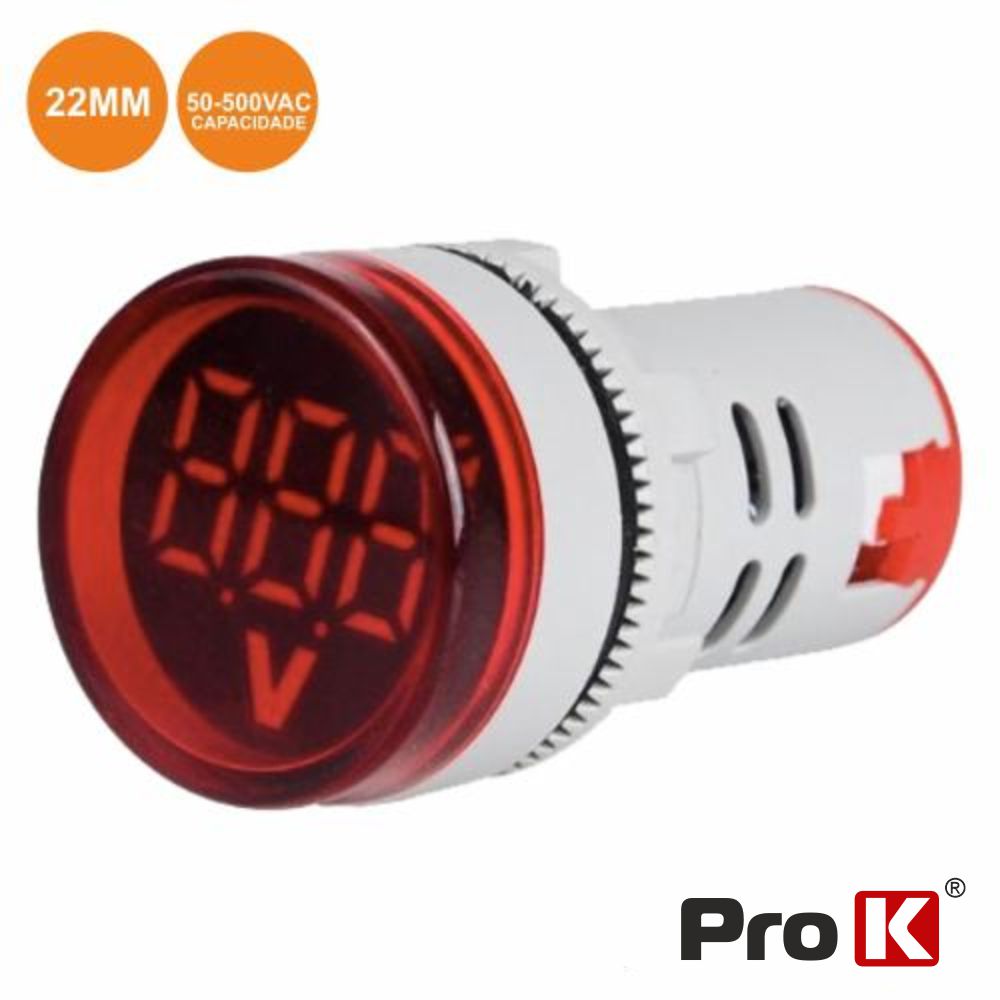 Voltimetro Digital Led Vermelho 50V-500Vac 22Mm Prok - Tauu,pt