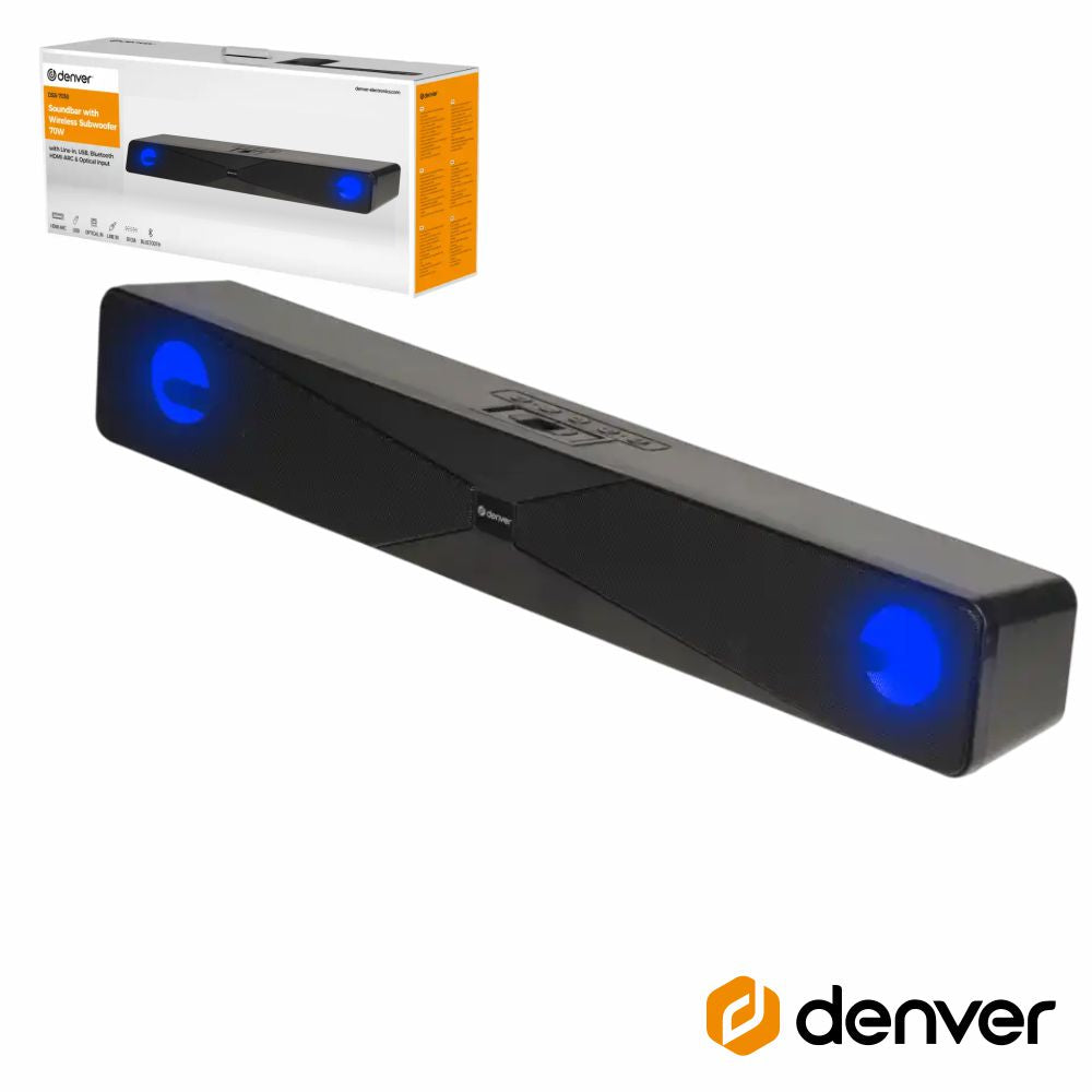 Barra Som Bluetooth 2X50W Led Rgb Denver - Tauu.pt