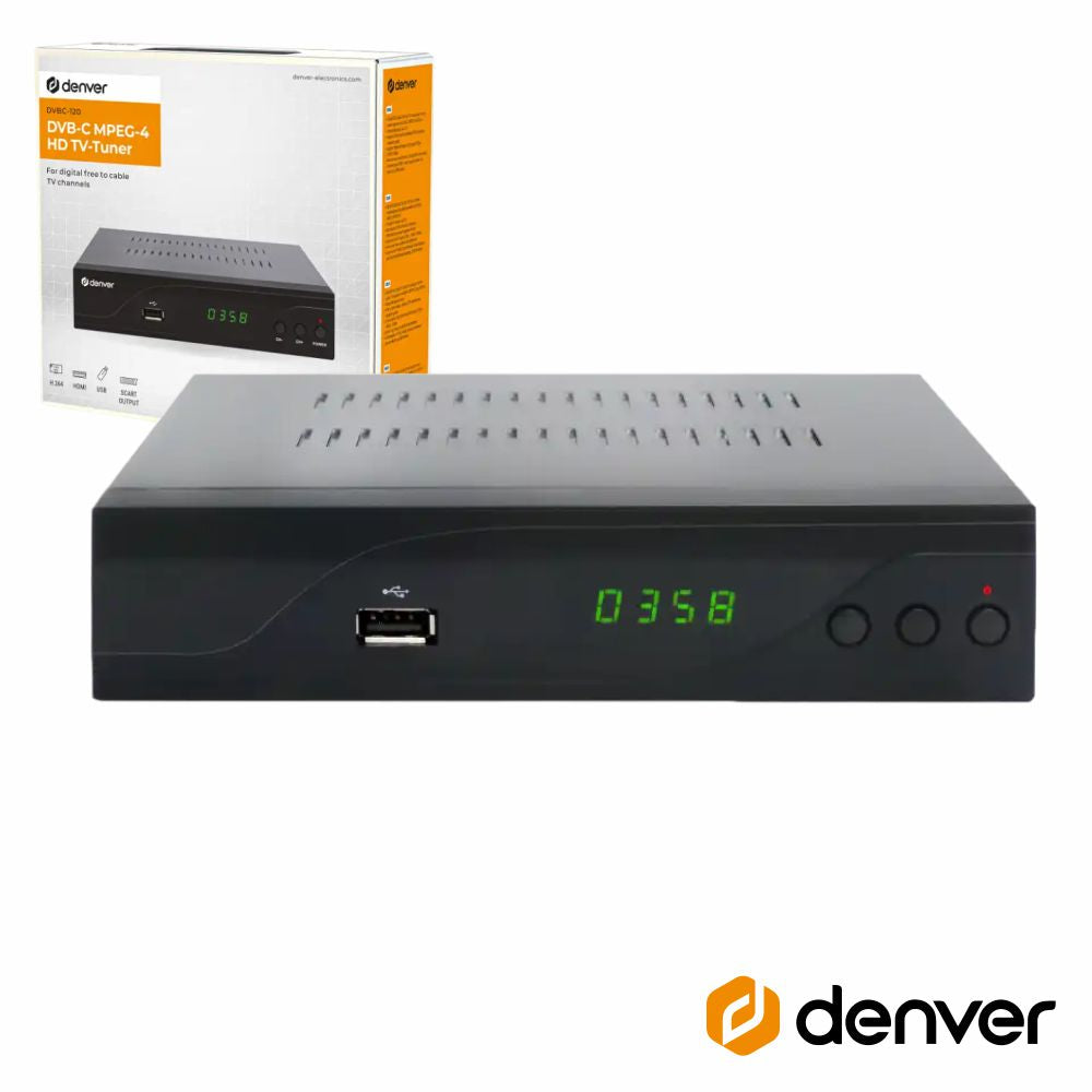Receptor Tdt Full Hd 1080P Dvb-C Canais Fta Usb Denver - Tauu.pt