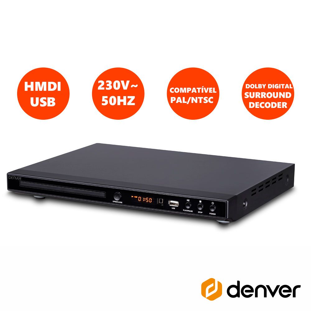 Leitor Dvd C/ Hdmi Cabo Usb Comando Denver - Tauu,pt