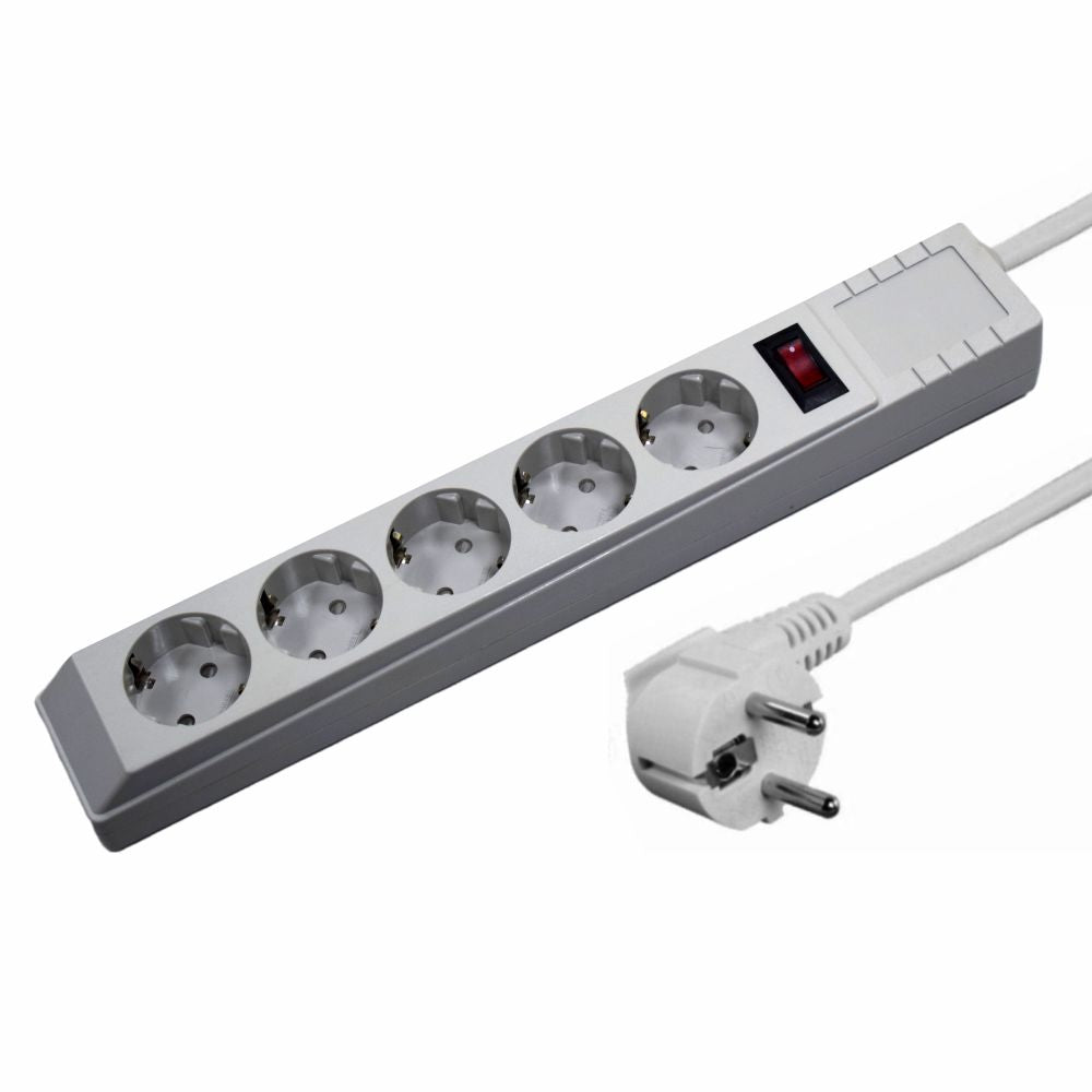Tomada Elétrica C/ 5 Saídas Interruptor Proteção Picos1.8M - Tauu.pt