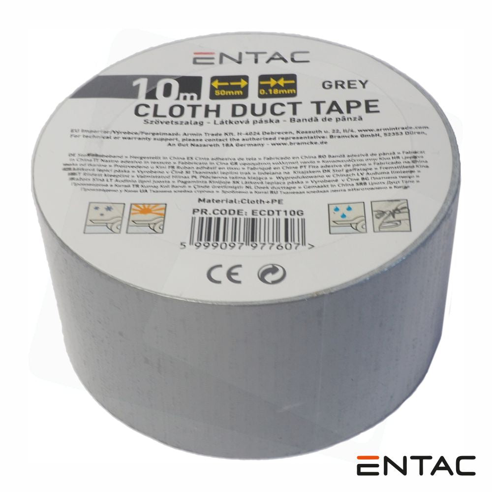 Fita Adesiva De Tela Profissional 50Mm X 10M Cinzenta Entac - Tauu,pt