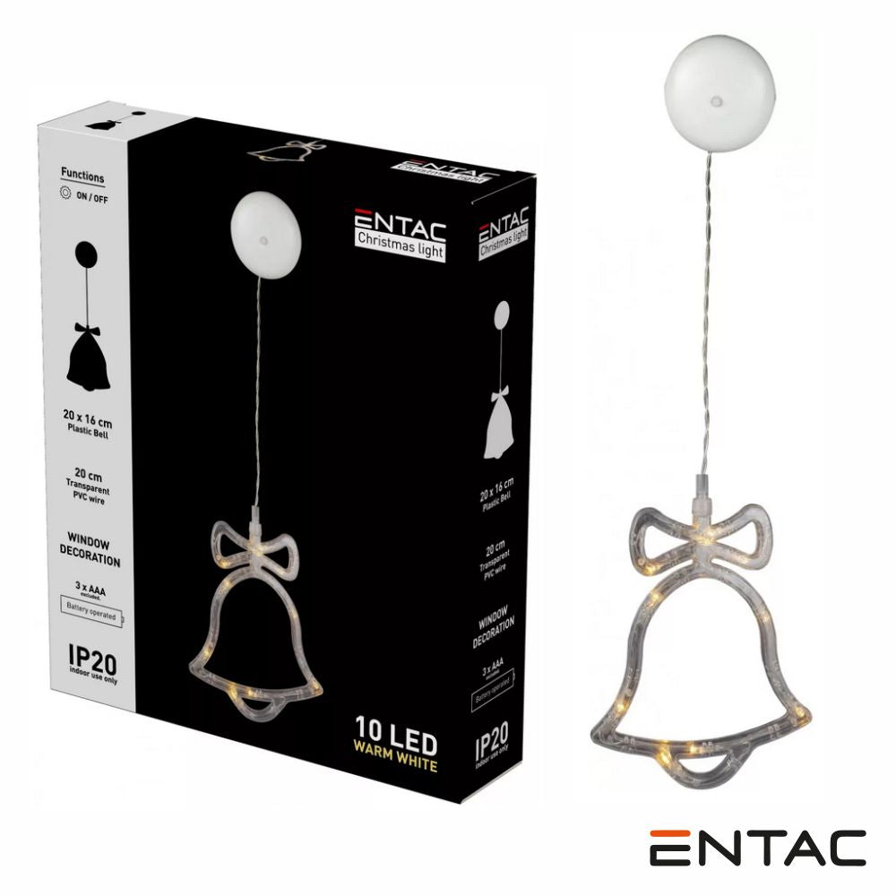 Sino Decorativo C/ Ventosa 10 Led 3000K A Pilhas Entac - Tauu,pt