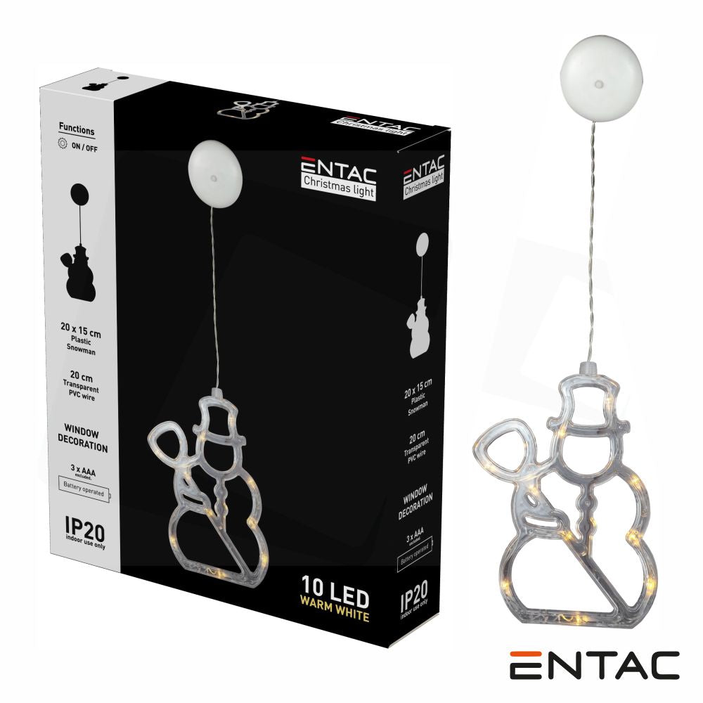 Boneco Neve Decorativo C/ Ventosa 10 Led 3000K A Pilhas - Tauu.pt