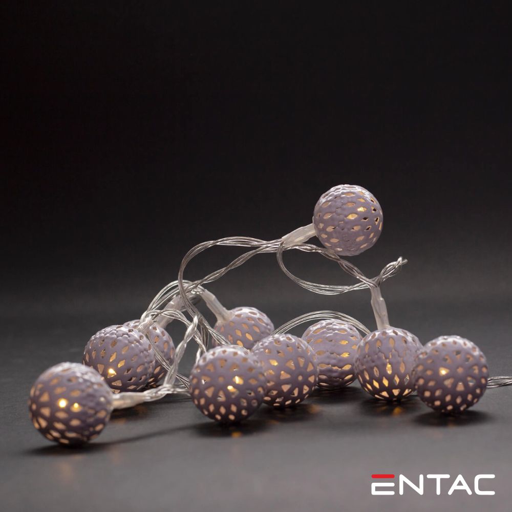 Grinalda 10 Leds 3000K Esferas Metal 2Xaa 1Mt - Tauu,pt