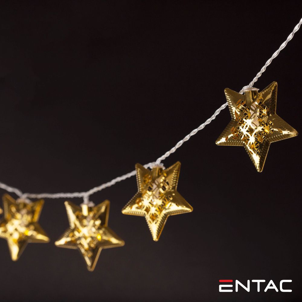 Grinalda 10 Leds Estrelas Metálicas 2Xaa 1,65M Entac - Tauu,pt