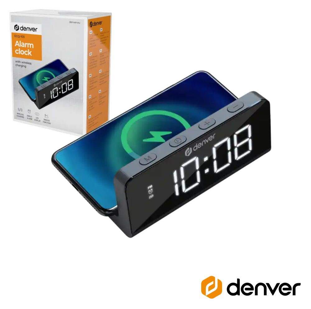 Relógio Despertador C/ Carregador Indução Qi 10W Denver - Tauu.pt