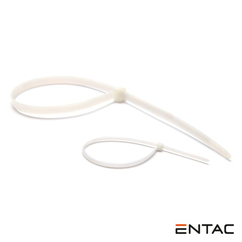 Conjunto 50 Braçadeiras Nylon 4.8X200Mm Branco Entac - Tauu.pt