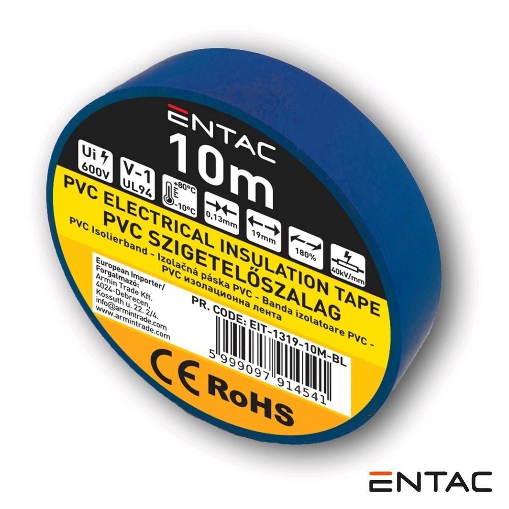 Fita Isoladora Pvc 19Mm X 10M Azul Entac - Tauu.pt