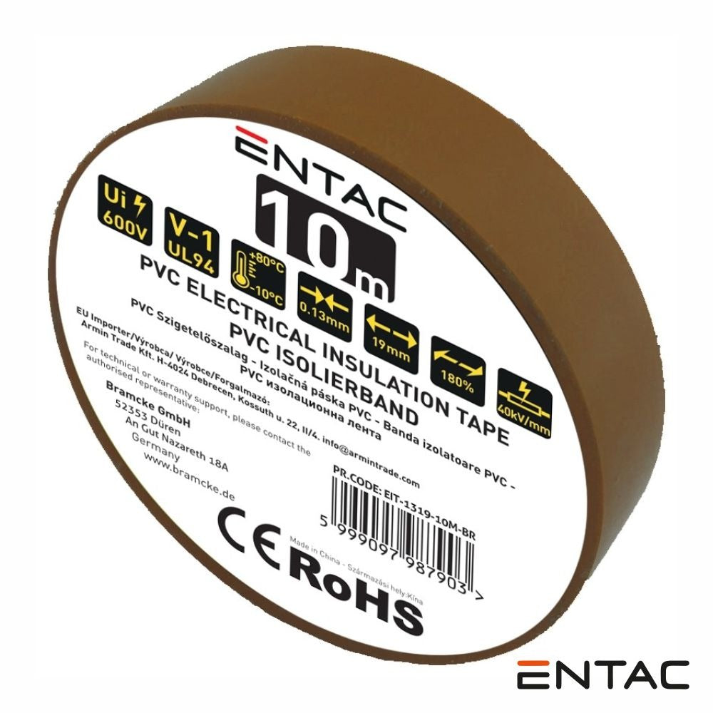 Fita Isoladora Pvc 19Mm X 10M Castanho Entac - Tauu.pt