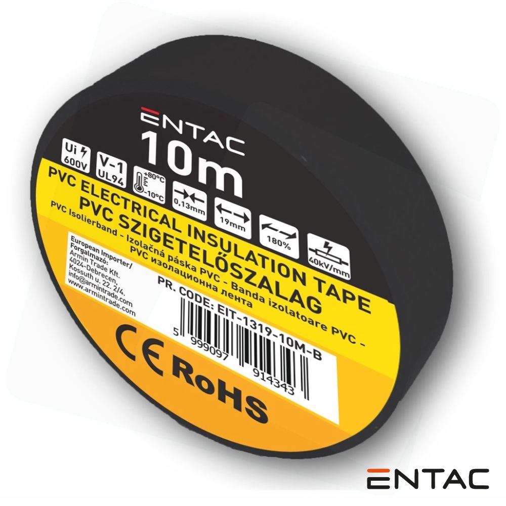 Fita Isoladora Preto 10M Entac - Tauu,pt