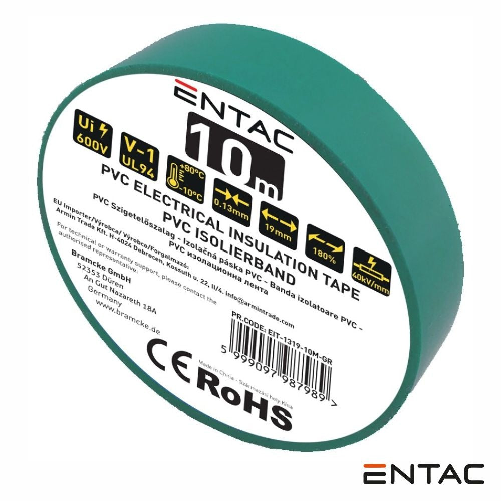 Fita Isoladora Pvc 19Mm 10M Verde Entac - Tauu.pt