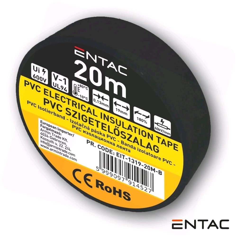 Fita Isoladora Preto 20M Entac - Tauu,pt