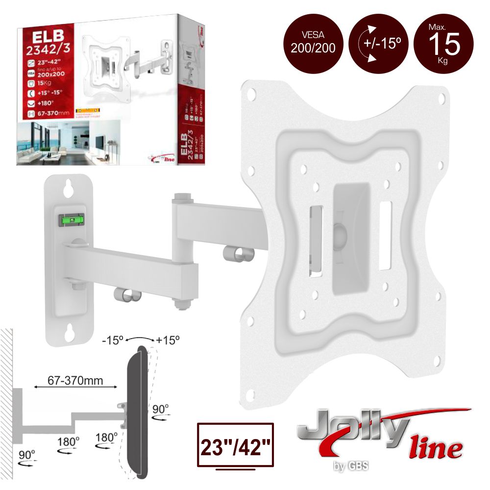 Suporte Lcd/Led 27/42" 15Kg Vesa 200/200 C/ 2 Braços Jolly - Tauu,pt