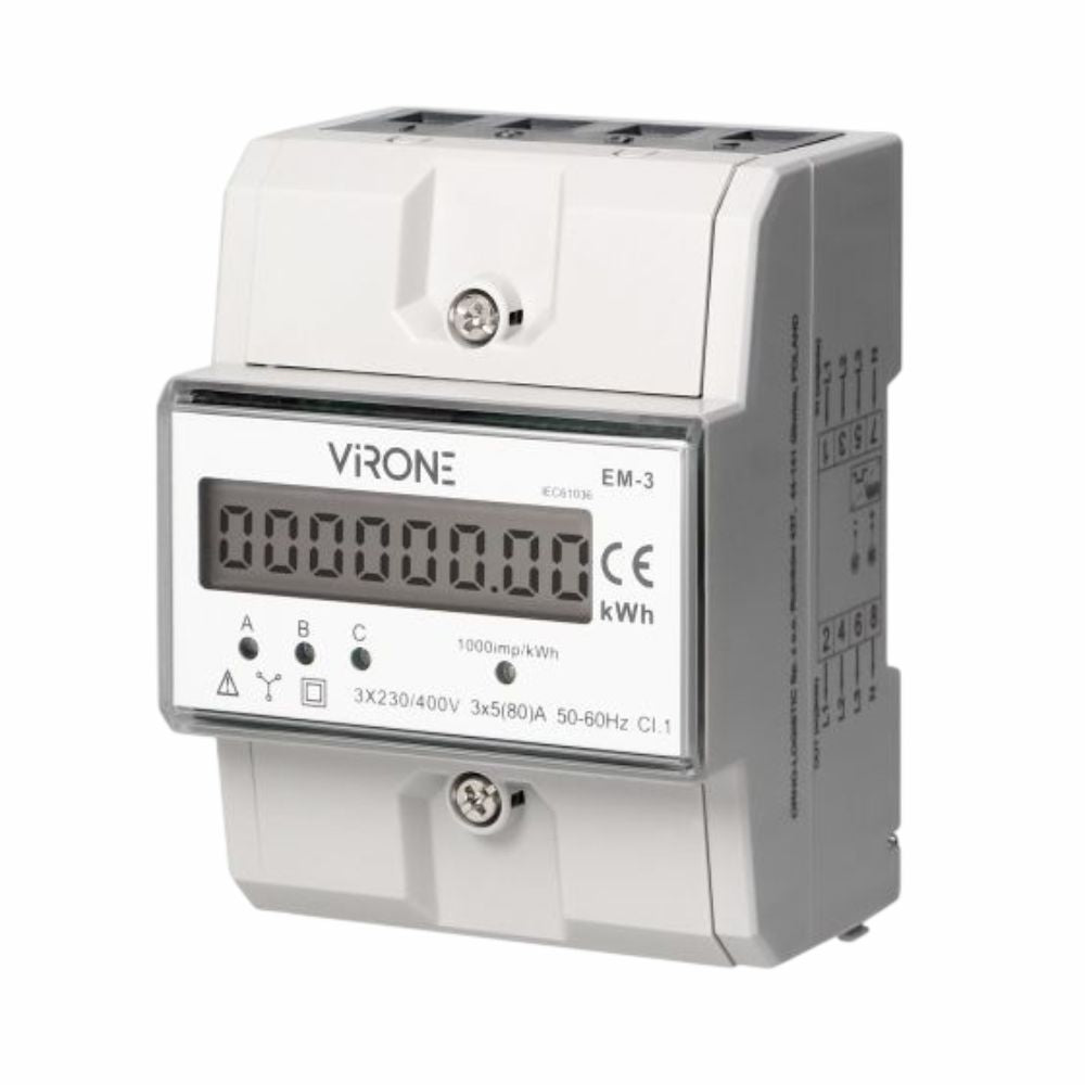 Contador Energia Digital Trifásico 230V/80A 4,3 Módulos Din - Tauu,pt