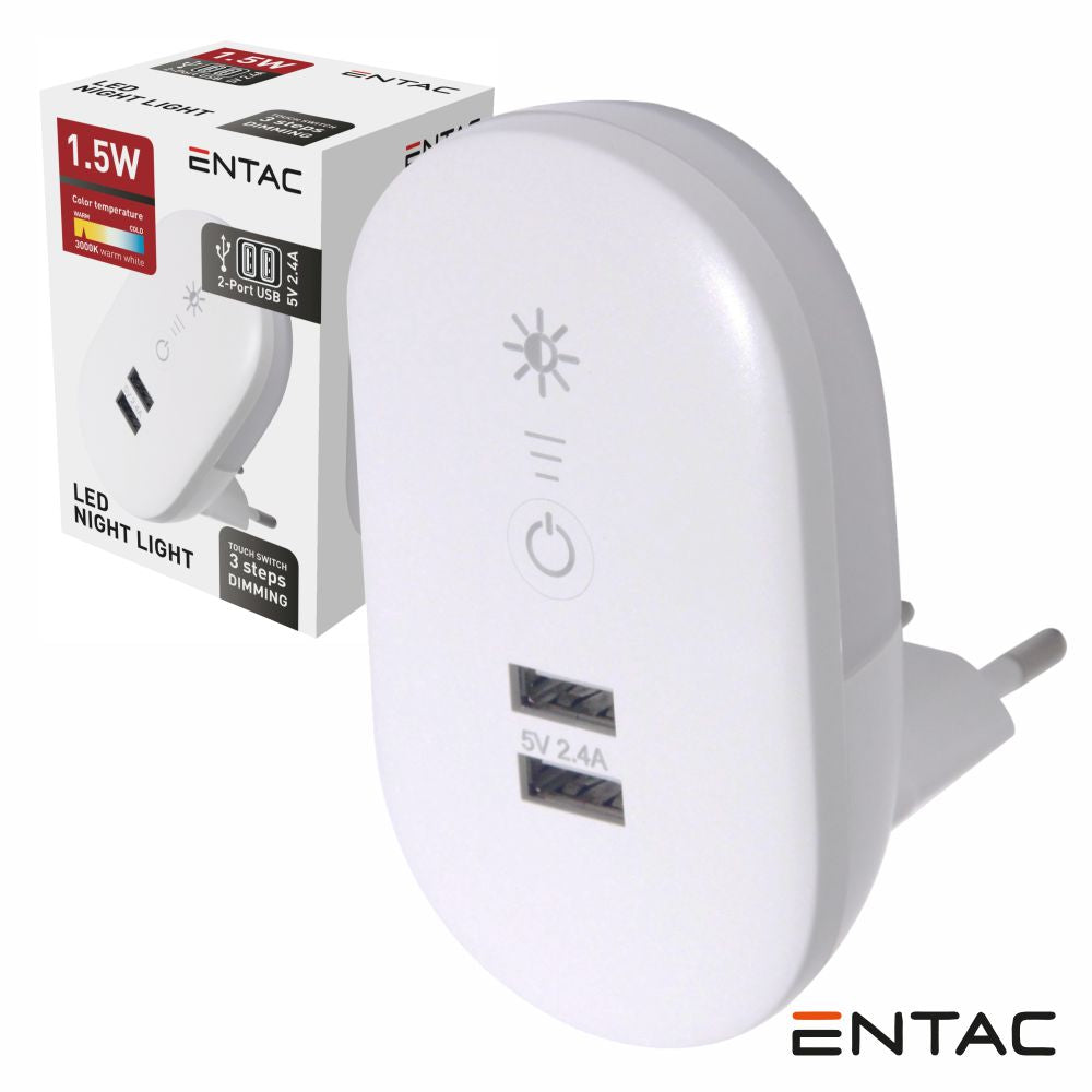Luz De Presença Led 3000K 230V C/ 2 Portas Usb-A Entac - Tauu,pt