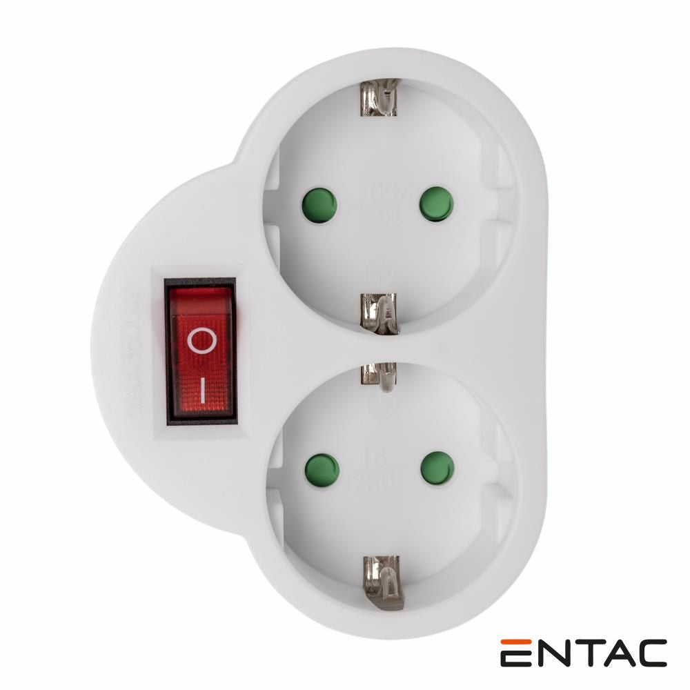 Tomada Elétrica C/ 2 Saídas Interruptor Branco Entac - Tauu.pt