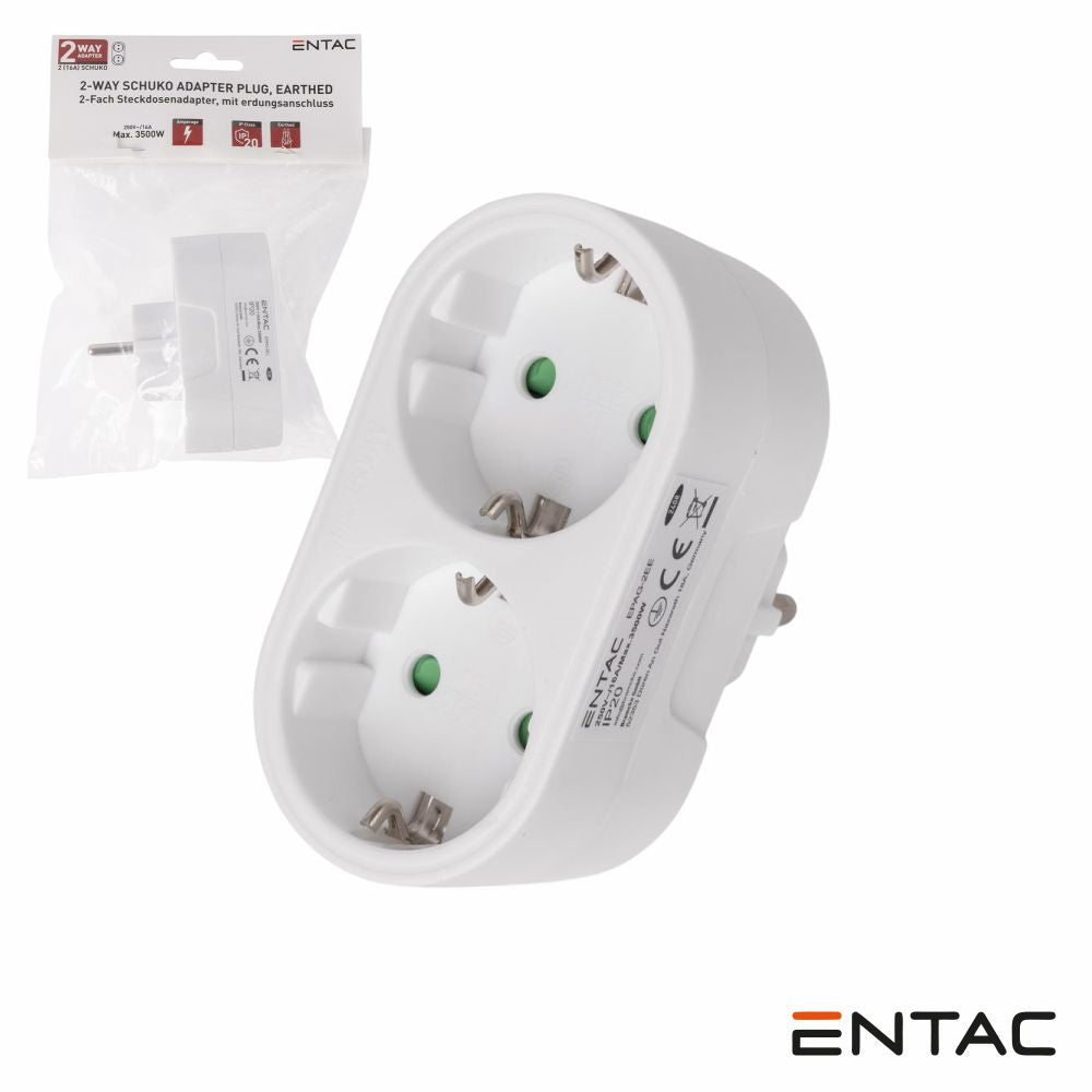 Tomada Elétrica C/ 2 Saídas Branco Entac - Tauu.pt
