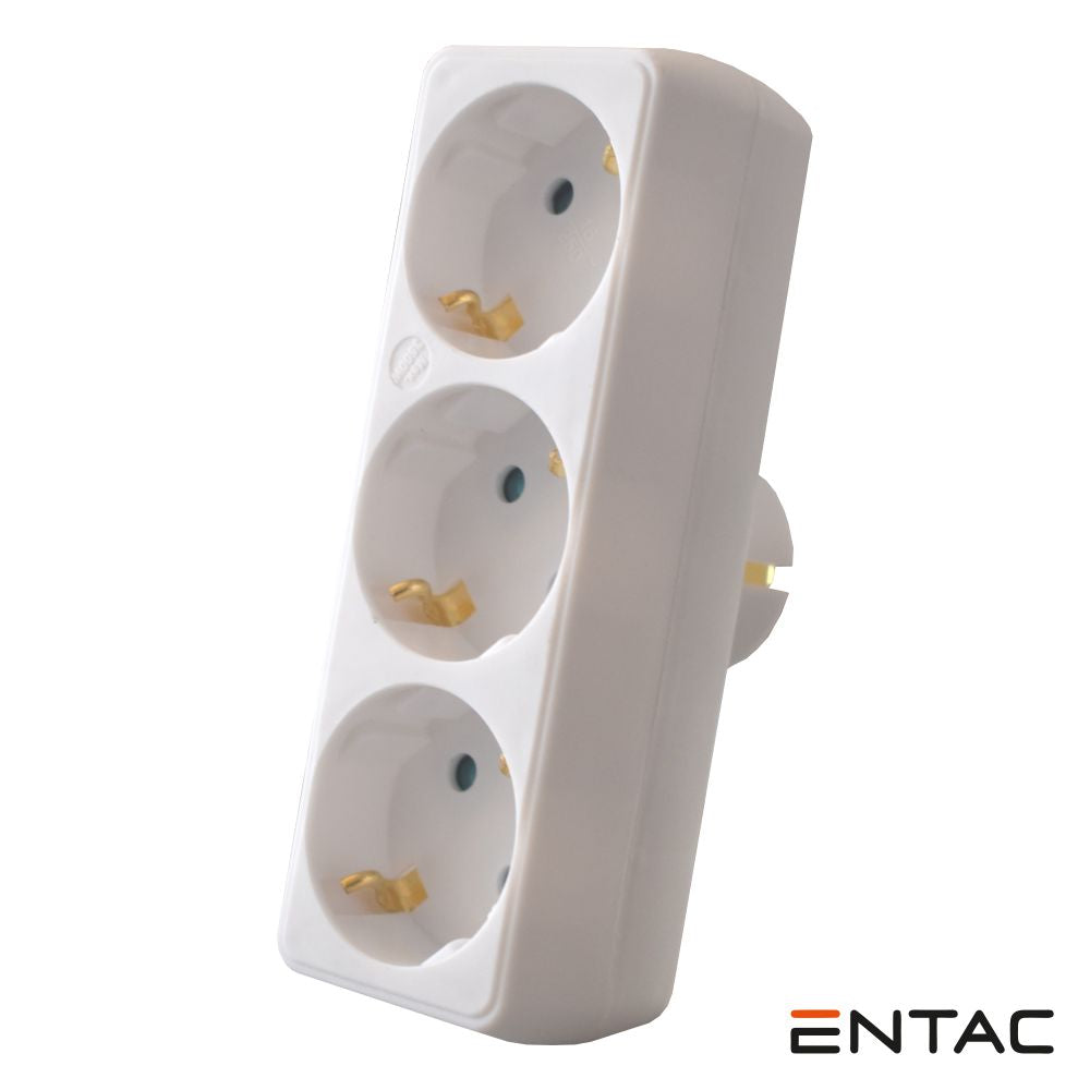 Tomada Elétrica C/ 3 Saídas Branco Entac - Tauu.pt