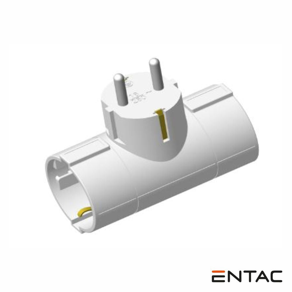 Ficha Elétrica Adaptadora 2X Schuko Horizontal Entac - Tauu.pt
