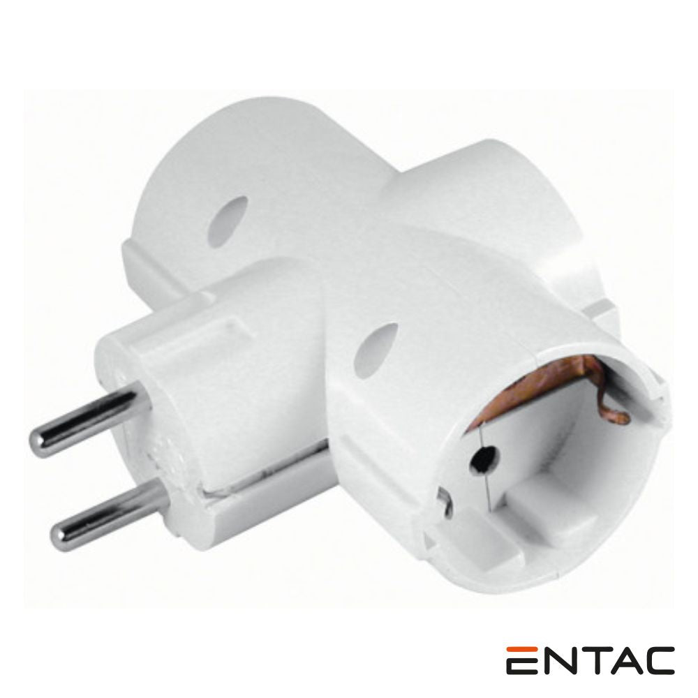 Tomada Elétrica C/ 3 Saídas Branco Entac - Tauu.pt