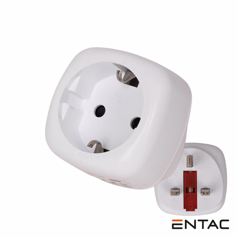 Ficha Adaptadora Viagem Inglesa / Schuko 13A Ip20 Entac - Tauu,pt