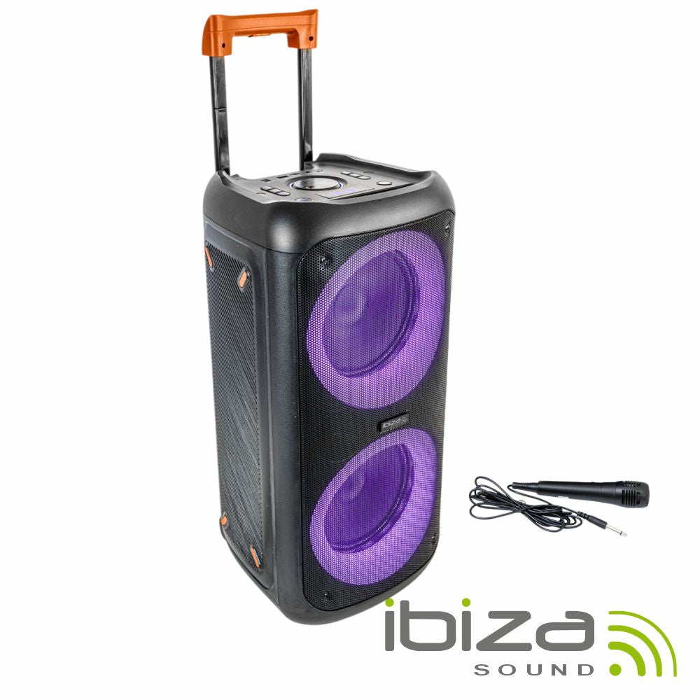 Coluna Amplificada 2X10" 1400W Led Usb/Microsd/Aux/Tws Ibiza - Tauu.pt