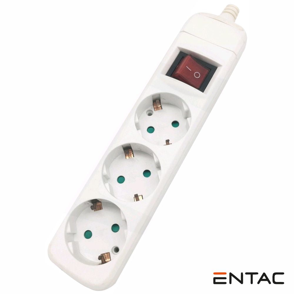 Tomada Elétrica C/ 3 Saídas Schuko Interruptor Entac - Tauu.pt