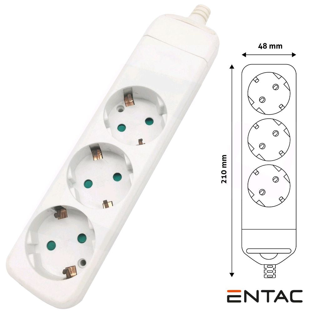 Tomada Elétrica C/ 3 Saídas Schuko Entac - Tauu.pt